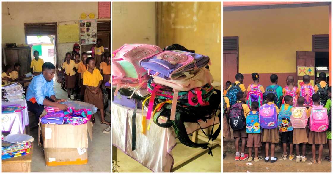 Photo of school bags received by young students Photo of school bags received by young students
