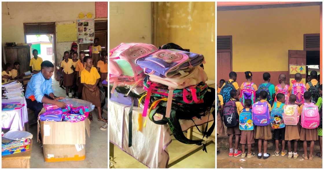 Photo of school bags received by young students