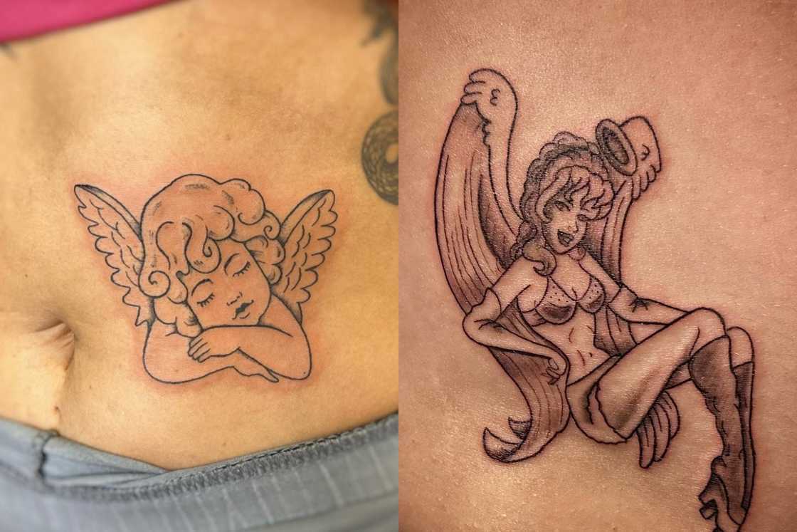 Ladies with a side angel wings tattoo Ladies with a side angel wings tattoo
