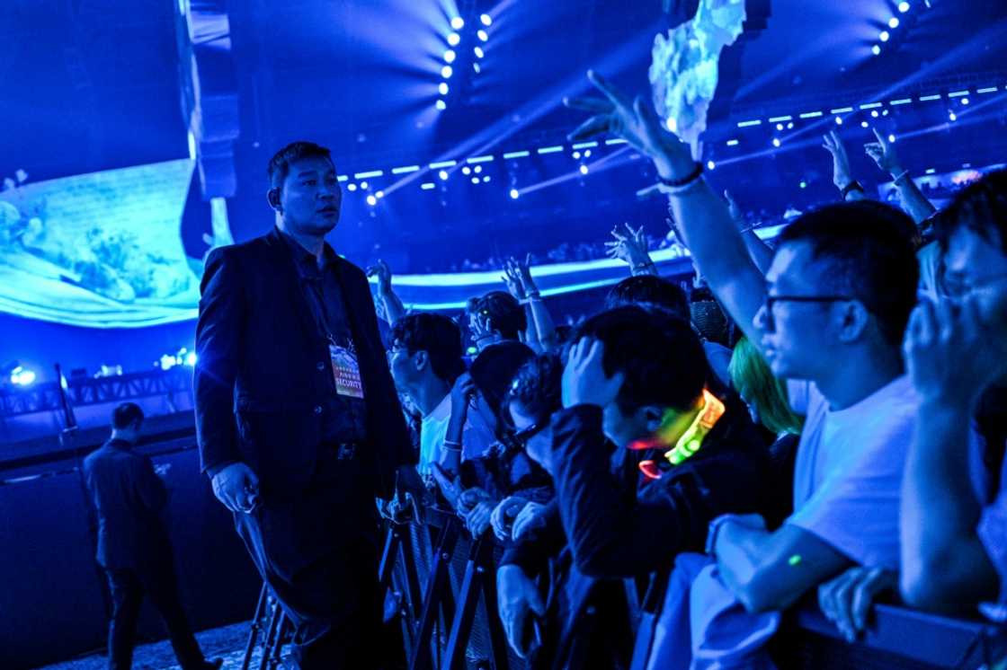 Common at such events in China, there was a visible security presence