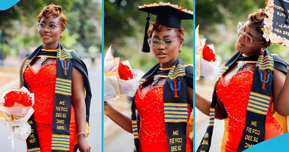 Ghanaian lady, university graduate, University of Ghana, graduation sash. Ghanaian lady, university graduate, University of Ghana, graduation sash.