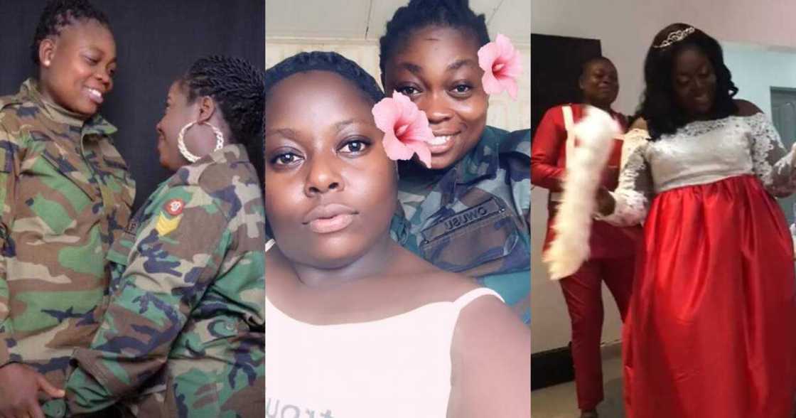 Lady in lesbian wedding video is reportedly a soldier; faces sanctions