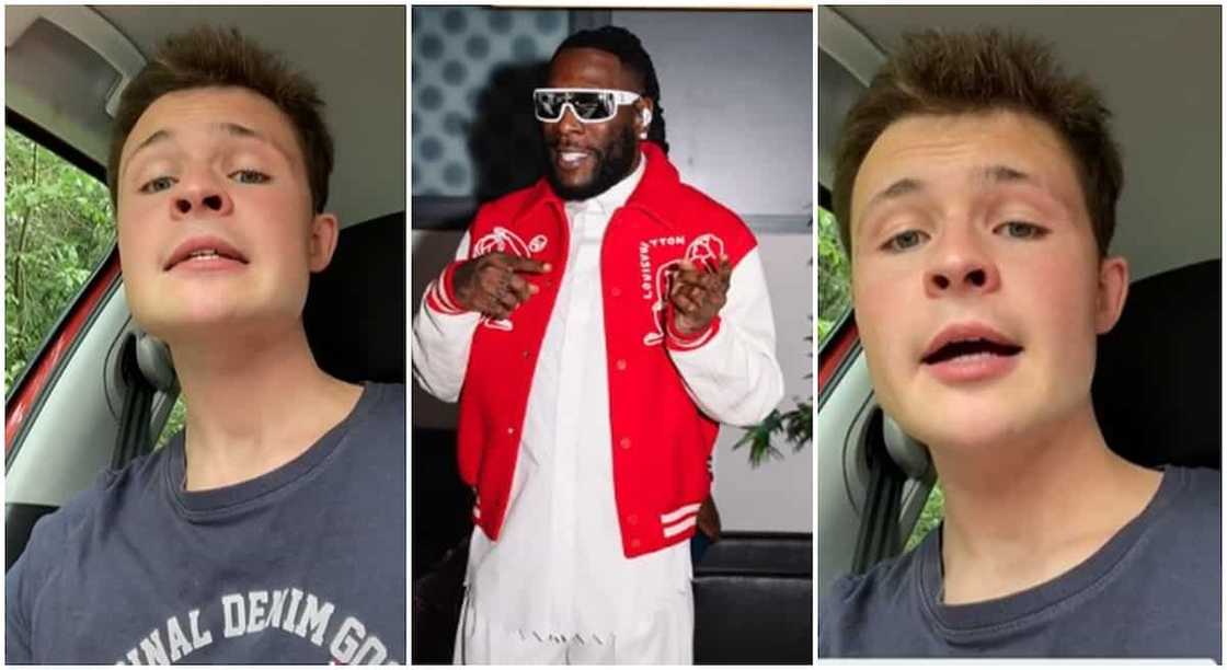 Photos of a white boy who sang Burna Boy's Las Las word for word.