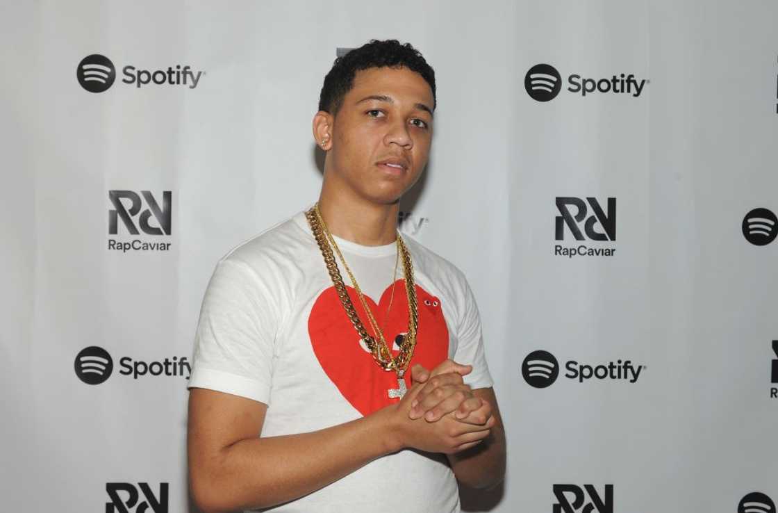 Lil Bibby poses backstage at Spotify's RapCaviar Live in Chicago event. Lil Bibby poses backstage at Spotify's RapCaviar Live in Chicago event.
