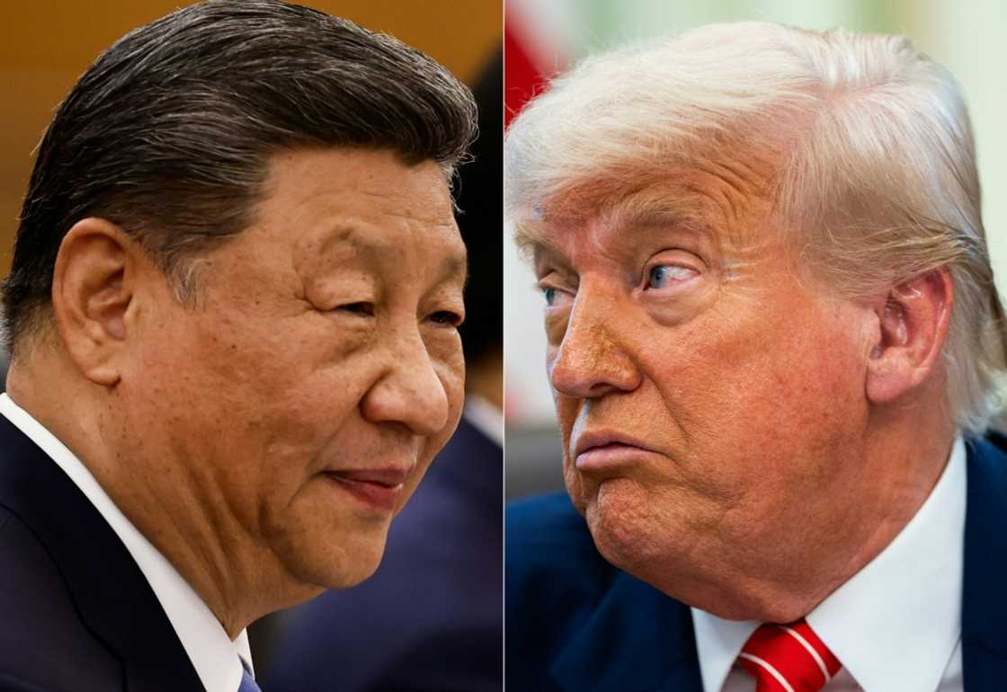 US President Donald Trump (R) said he would hold talks with Chinese counterpart Xi Jinping (L) on Friday US President Donald Trump (R) said he would hold talks with Chinese counterpart Xi Jinping (L) on Friday