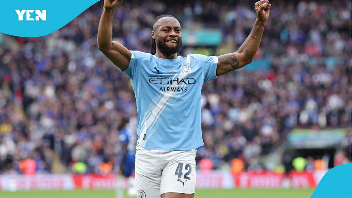 Antoine Semenyo celebrates FA Cup title with Man City