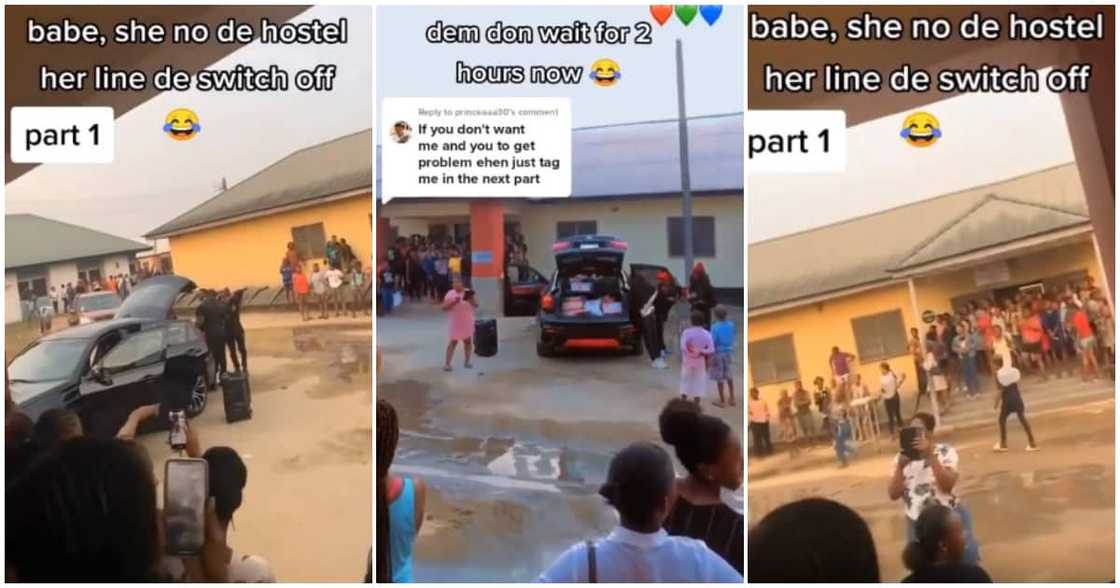 Video students mocking Nigerian man after he pulled up at girlfriend's hostel with gifts but she was nowhere to be found Video students mocking Nigerian man after he pulled up at girlfriend's hostel with gifts but she was nowhere to be found