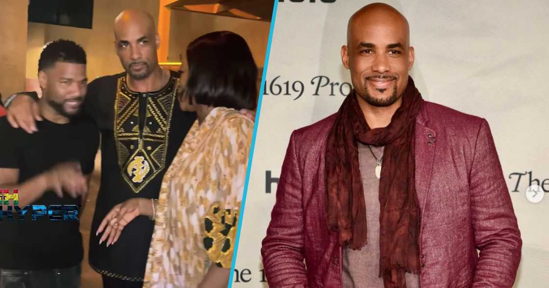 Photos of Boris Kodjoe, Dr Nadia Adongo Fynn and her husband.