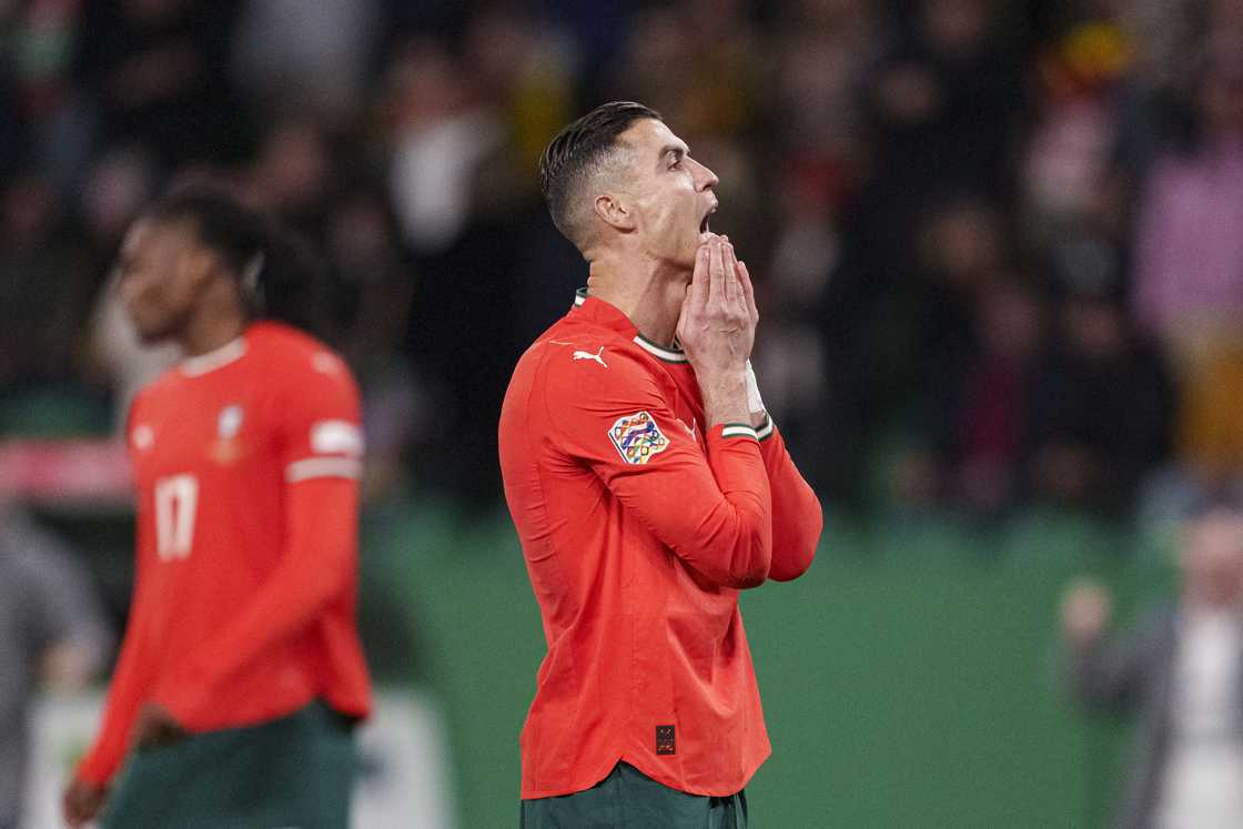 Cristiano Ronaldo reacts after missing a penalty kick in the UEFA Nations League Quarterfinal Leg Portugal vs Denmark at Estadio Jose Alvalade on March 23, 2025 in Lisbon, Portugal Cristiano Ronaldo reacts after missing a penalty kick in the UEFA Nations League Quarterfinal Leg Portugal vs Denmark at Estadio Jose Alvalade on March 23, 2025 in Lisbon, Portugal