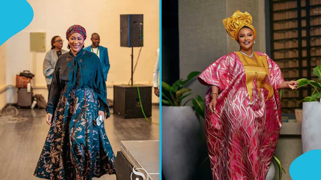 Samira Bawumia, Nana Ama McBrown, Hugs and smile, Nana Ama greets Samira. Samira Bawumia, Nana Ama McBrown, Hugs and smile, Nana Ama greets Samira.