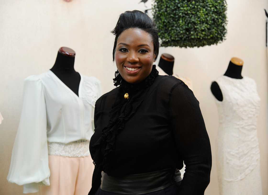 Designer Mimi Plange poses at the Mimi Plange Spring 2013 fashion show Designer Mimi Plange poses at the Mimi Plange Spring 2013 fashion show