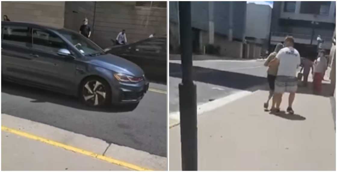 Photos from video of Ghanaian lady running off during mass shooting