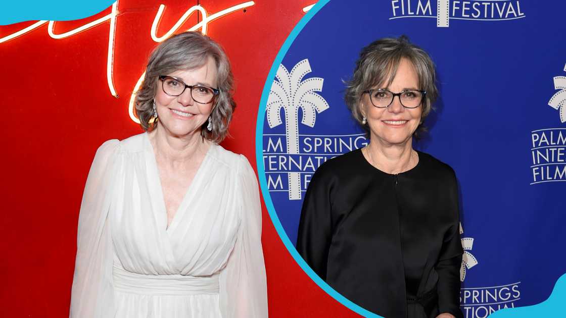 Sally Field attends the 2024 Vanity Fair Oscar Party (L) and the “80 For Brady” world premiere (R)