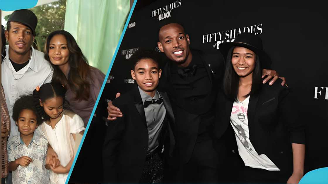 Marlon Wayans and Angelica take pictures with their kids