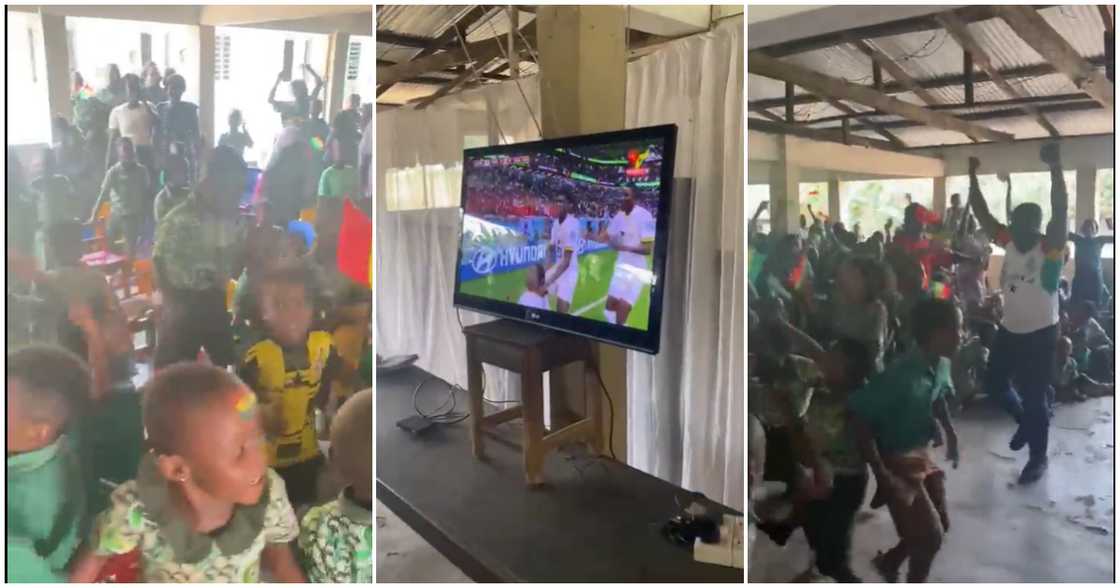 School pupils watching the Ghana Vs South Korea match School pupils watching the Ghana Vs South Korea match