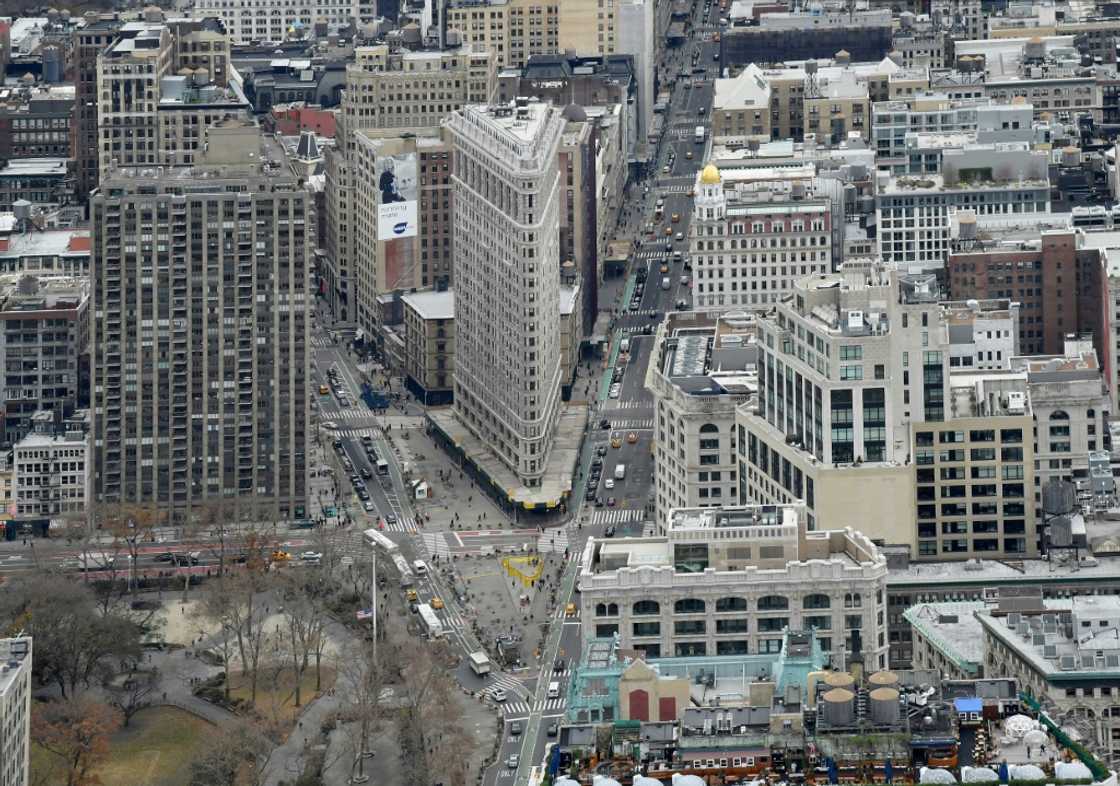 The iconic Flatiron building in Manhattan, seen in this aerial photo taken in November 2018