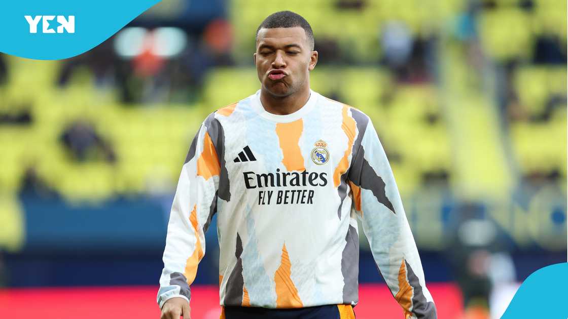 Kylian Mbappe of Real Madrid warms up during the Spanish league, LaLiga EA Sports, football match played between Villarreal CF and Real Madrid CF at La Ceramica stadium on March 15, 2025, in Villarreal, Spain Kylian Mbappe of Real Madrid warms up during the Spanish league, LaLiga EA Sports, football match played between Villarreal CF and Real Madrid CF at La Ceramica stadium on March 15, 2025, in Villarreal, Spain