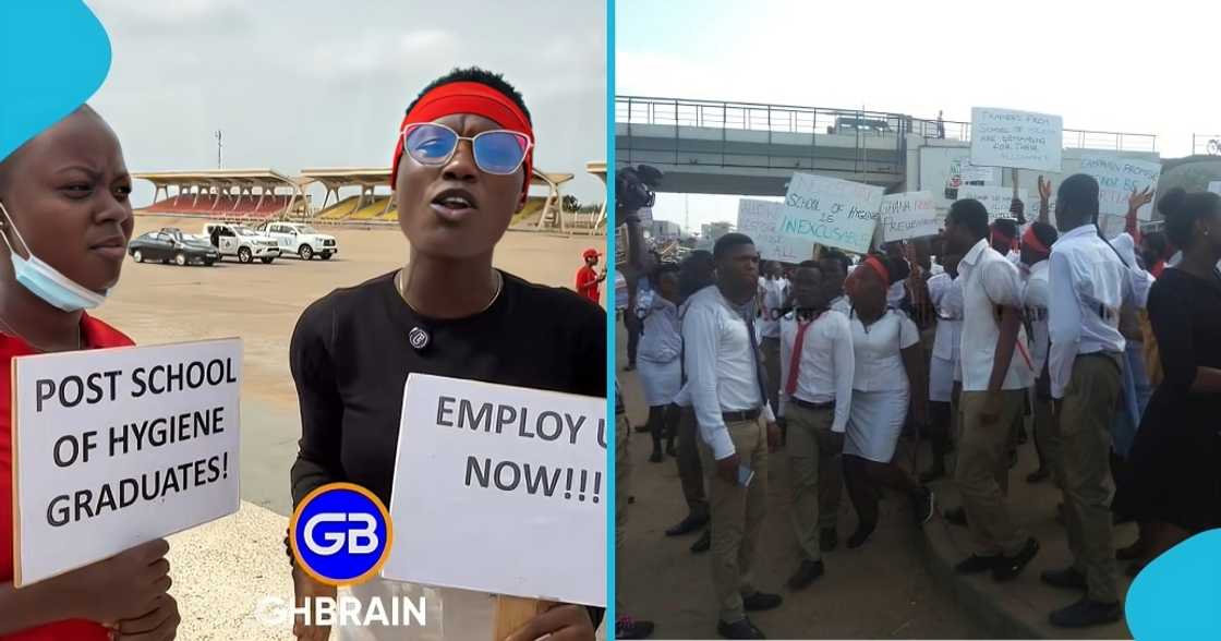 ghana, protest, school of hygiene, graduates, unemployment, healthcare workers, ministry of health, environmental health workers ghana, protest, school of hygiene, graduates, unemployment, healthcare workers, ministry of health, environmental health workers