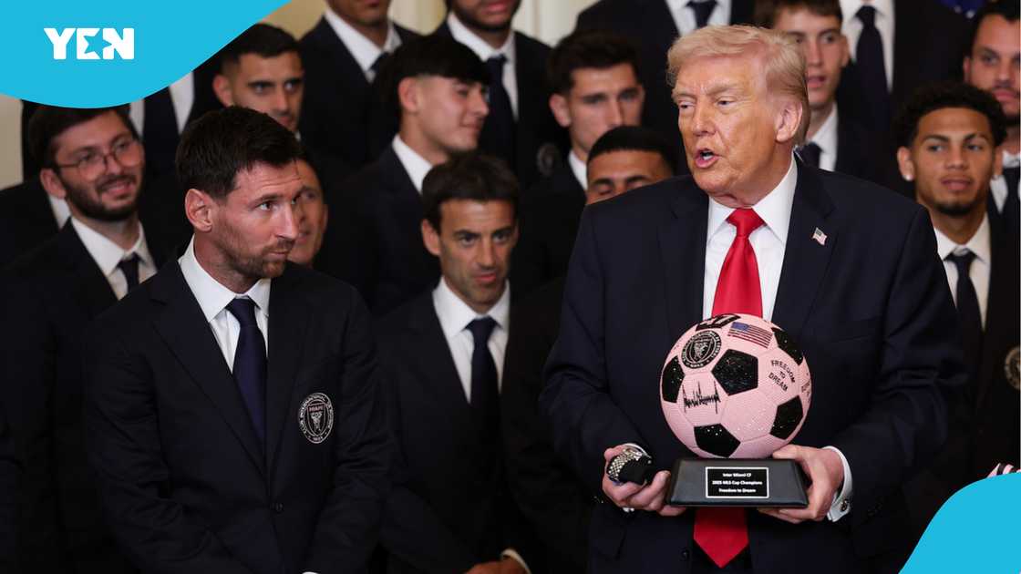 Lionel Messi, Donald Trump, Cristiano Ronaldo, Inter Miami, MLS Cup celebrations, Messi vs Ronaldo, White House visit, sports fans reactions, Messi's smile.