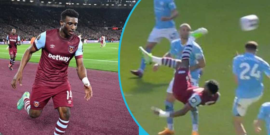 Mohammed Kudus scores overhead kick goal against Manchester City Mohammed Kudus scores overhead kick goal against Manchester City