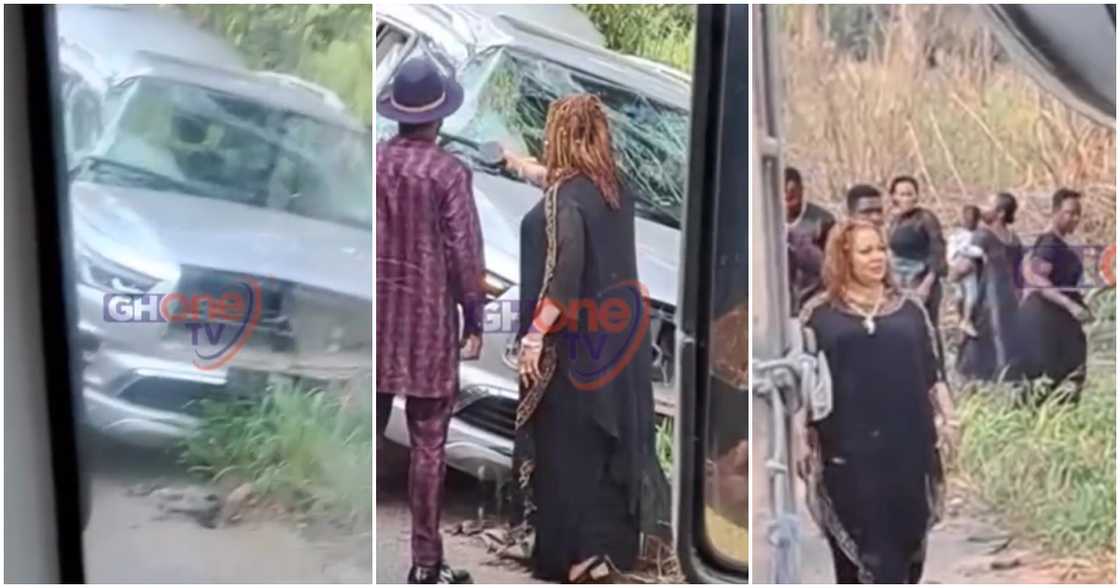 Agradaa walks around accident scene