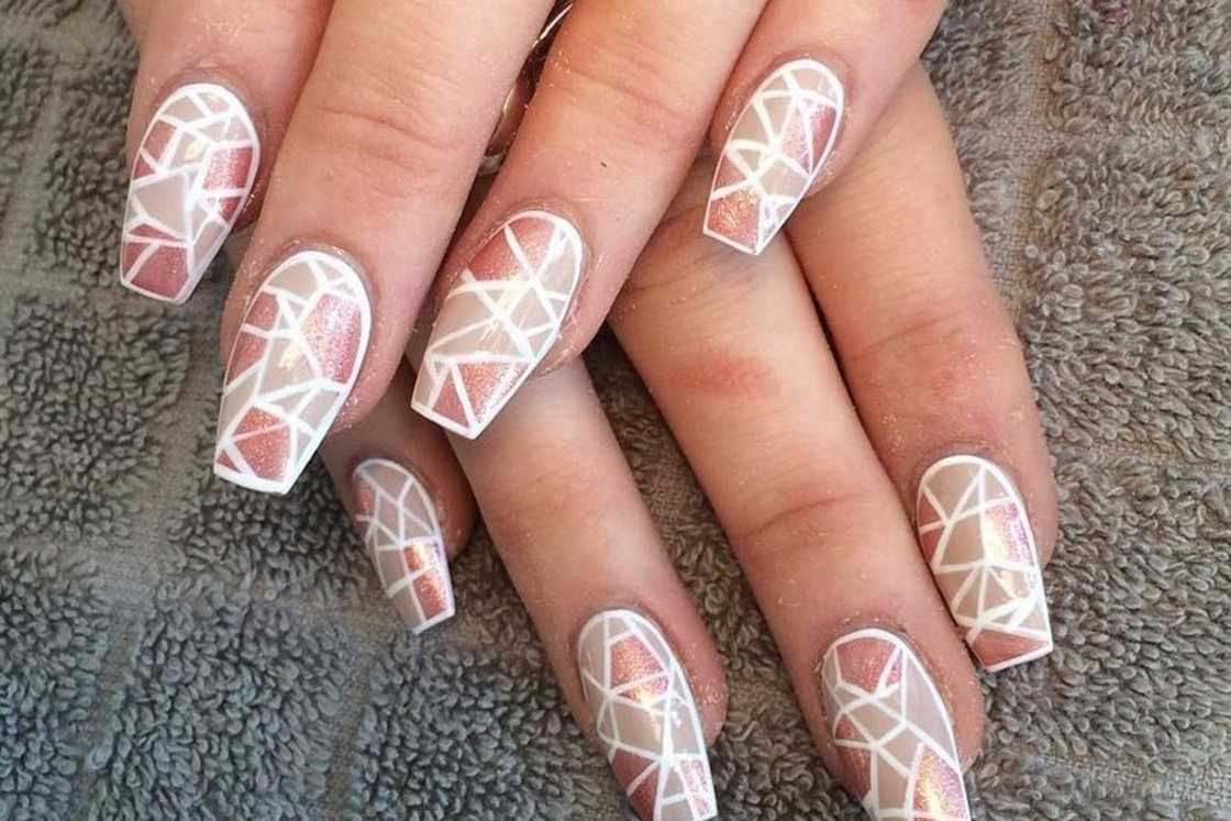 White nails with design