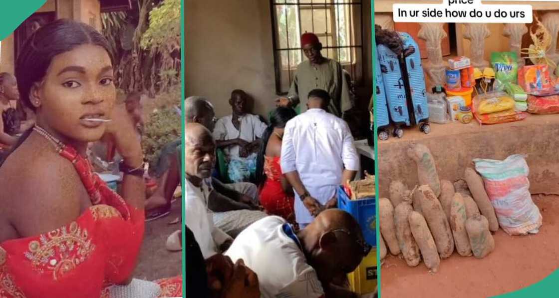 Nigerian man returns to wife's home after 6 years, pays her bride price in video Nigerian man returns to wife's home after 6 years, pays her bride price in video