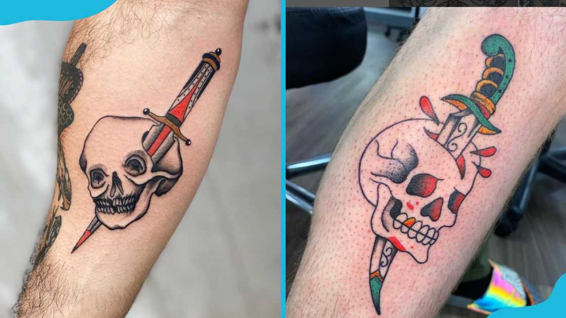 Skull and dagger tattoos