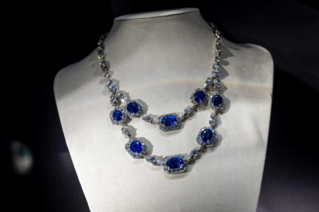 A Bulgari sapphire and diamond necklace will be on sale at the auction in Switzerland A Bulgari sapphire and diamond necklace will be on sale at the auction in Switzerland