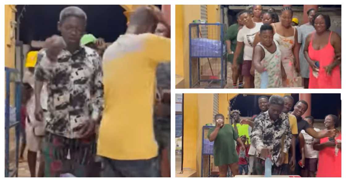 Agya Koo and Wayoosi join movie crew in a fun game of Flip the Bottle