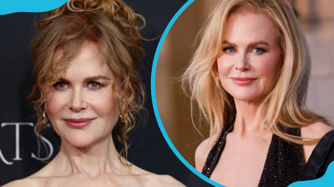 Nicole Kidman in curly hair (L) and straight hair (R)