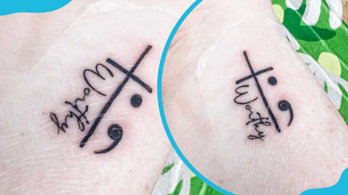 Semicolon with a cross tattoo Semicolon with a cross tattoo