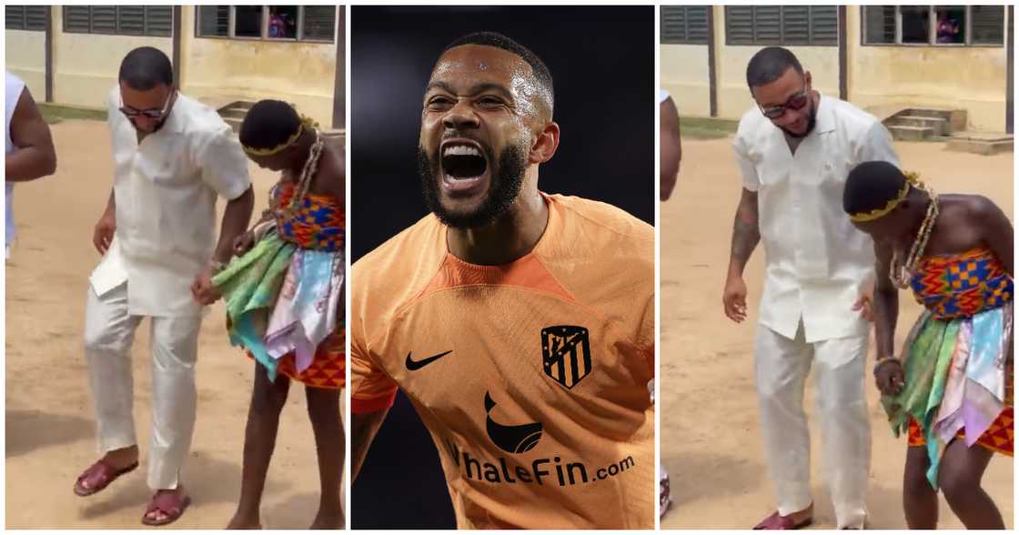 Memphis Depay dances traditional Ghanaian dance