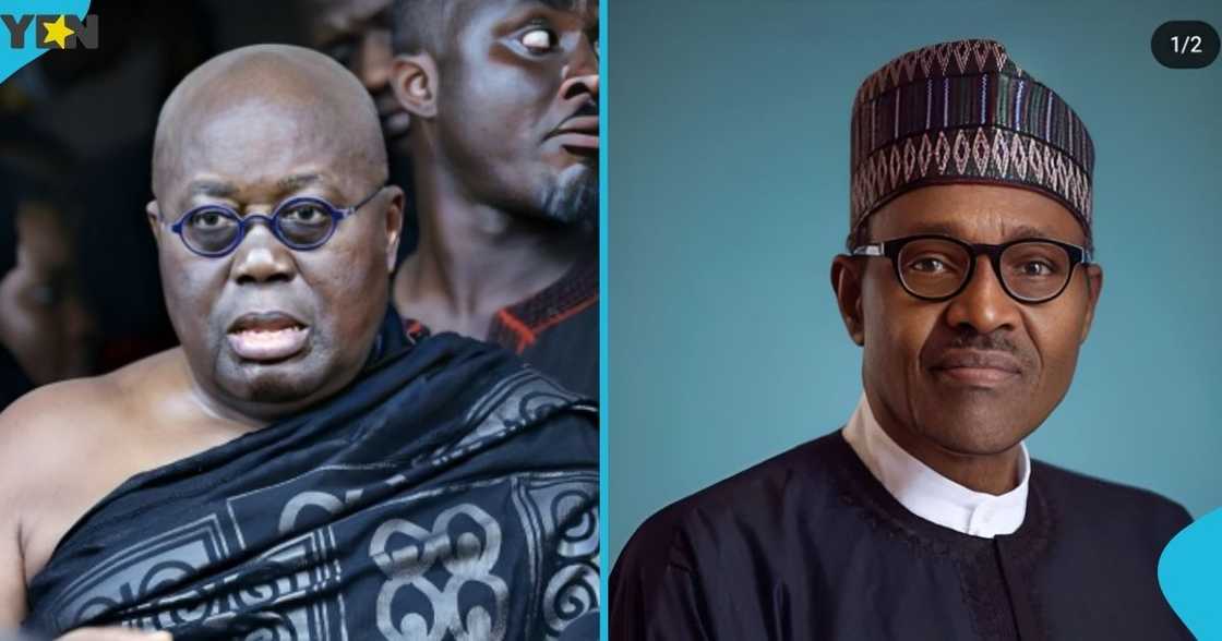 Nana Akufo-Addo, Ghana's former president, Mohammadu Buhari, late former Nigerian president, Nigieria, Ghana, West Africa. Nana Akufo-Addo, Ghana's former president, Mohammadu Buhari, late former Nigerian president, Nigieria, Ghana, West Africa.