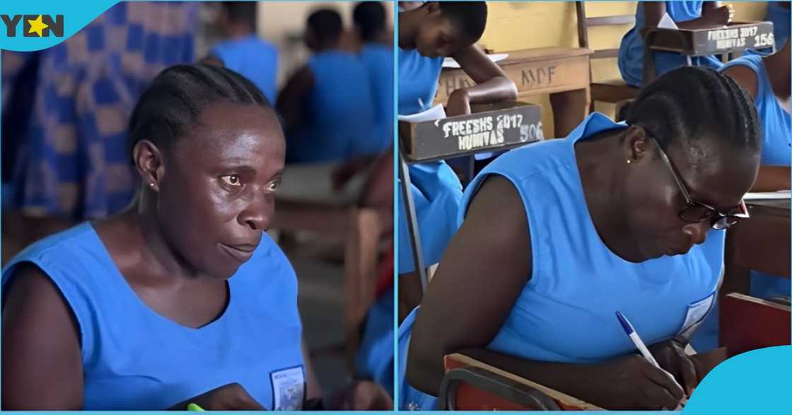 Photo of Constance, a 55-year-old form one student at Huni Valley SHS