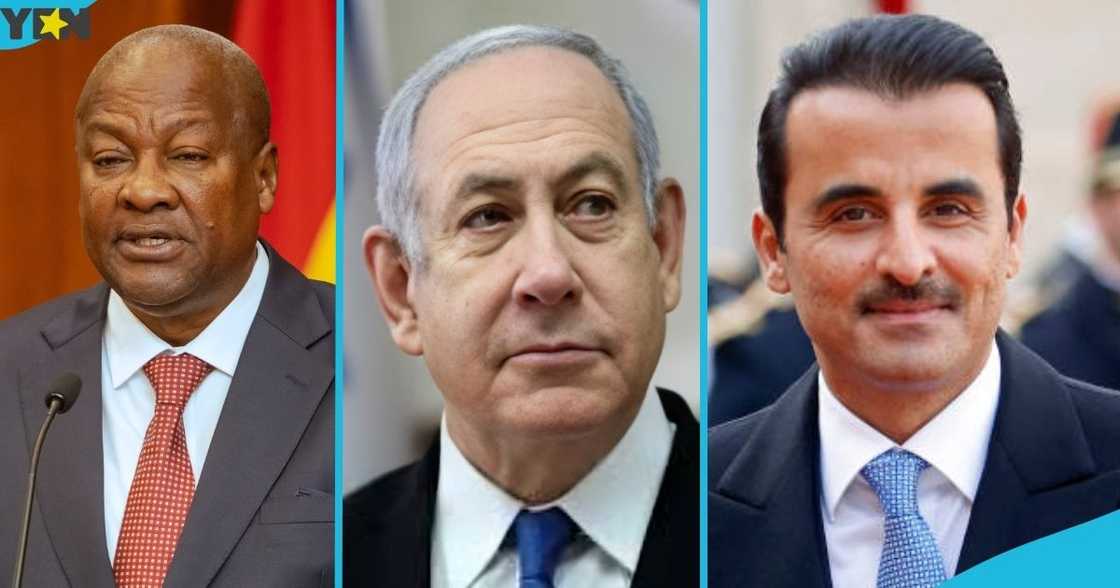 Ghana President John Mahama, Qatar, Sheikh Tamim bin Hamad Al Thani, Israel, Benjamin Netanyahu.