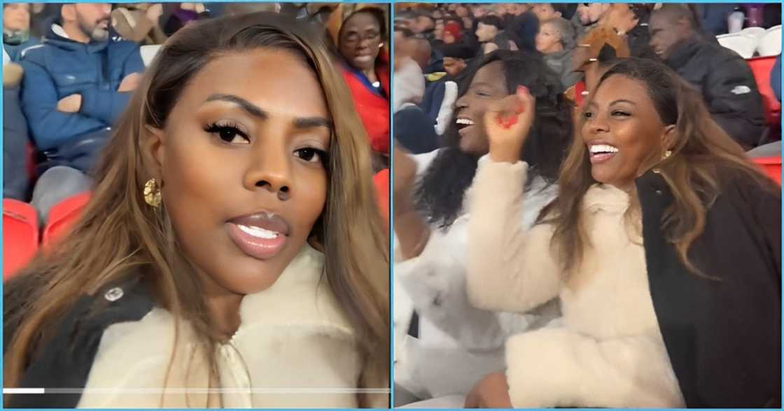 Nana Aba Anamoah visits Paris, goes to watch Dede Ayew's team