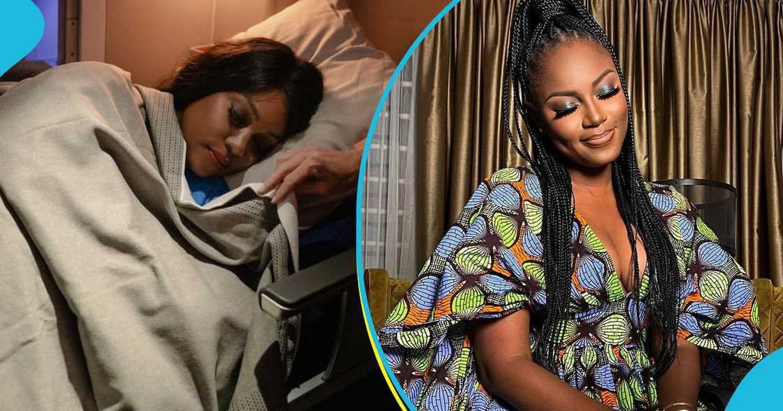 Yvonne Nelson sleeps on plane