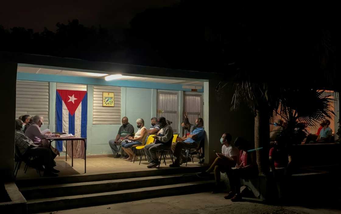 People gather in Cuba's La Lisa municipality in Havana province for a meeting called to discuss the new family code in February 2022