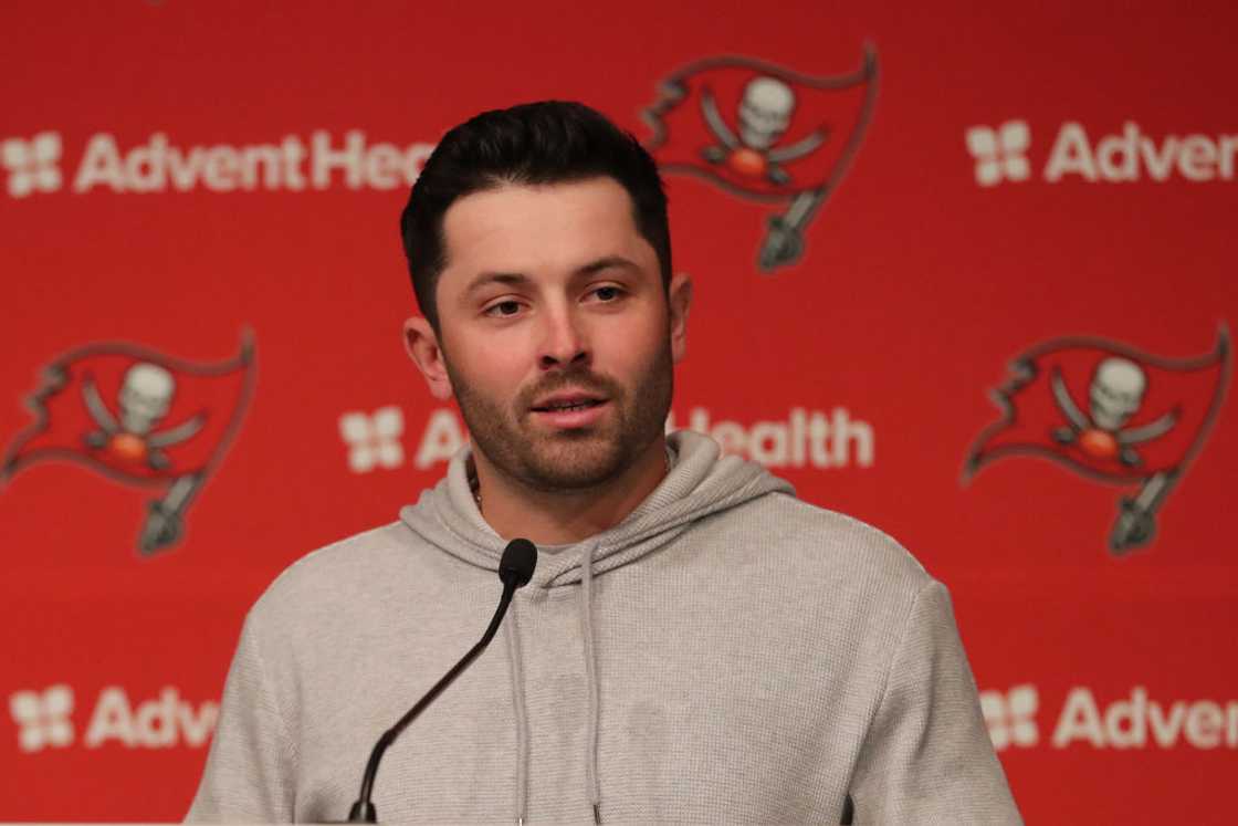 Baker Mayfield during a press conference Baker Mayfield during a press conference