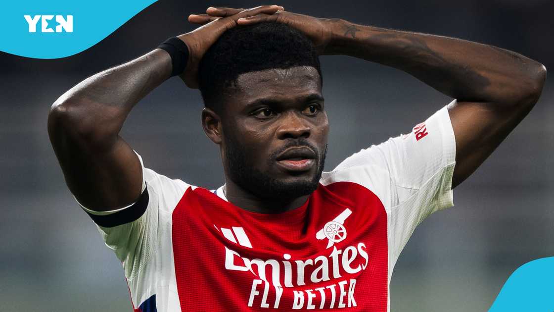 Thomas Partey of Arsenal FC looks dejected during the UEFA Champions League 2024/25 league phase football match between FC Internazionale and Arsenal FC. FC Internazionale won 1-0 over Arsenal FC Thomas Partey of Arsenal FC looks dejected during the UEFA Champions League 2024/25 league phase football match between FC Internazionale and Arsenal FC. FC Internazionale won 1-0 over Arsenal FC
