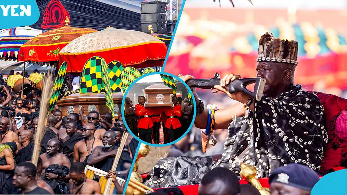 Otumfuo Osei Tutu II, Asantehemaa Funeral, Nana Kondu Yiadom III, Asantehemaa's Casket, Kumasi, Manhyia Palace Otumfuo Osei Tutu II, Asantehemaa Funeral, Nana Kondu Yiadom III, Asantehemaa's Casket, Kumasi, Manhyia Palace