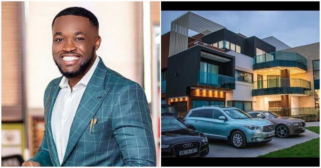 Kennedy Osei and his father's mansion Kennedy Osei and his father's mansion