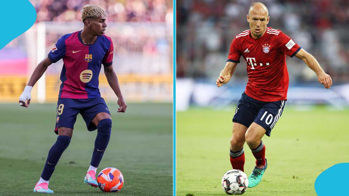 Lamine Yamal, Arjen Robben, Barcelona, Villarreal, Bayern Munich. Lamine Yamal, Arjen Robben, Barcelona, Villarreal, Bayern Munich.