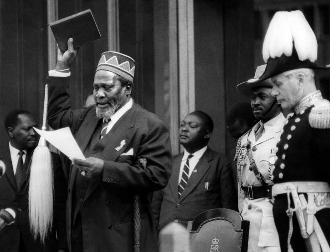 Kenyatta is sworn in as prime minister in June 1963 following elections. Six months later, Kenya was declared independent Kenyatta is sworn in as prime minister in June 1963 following elections. Six months later, Kenya was declared independent