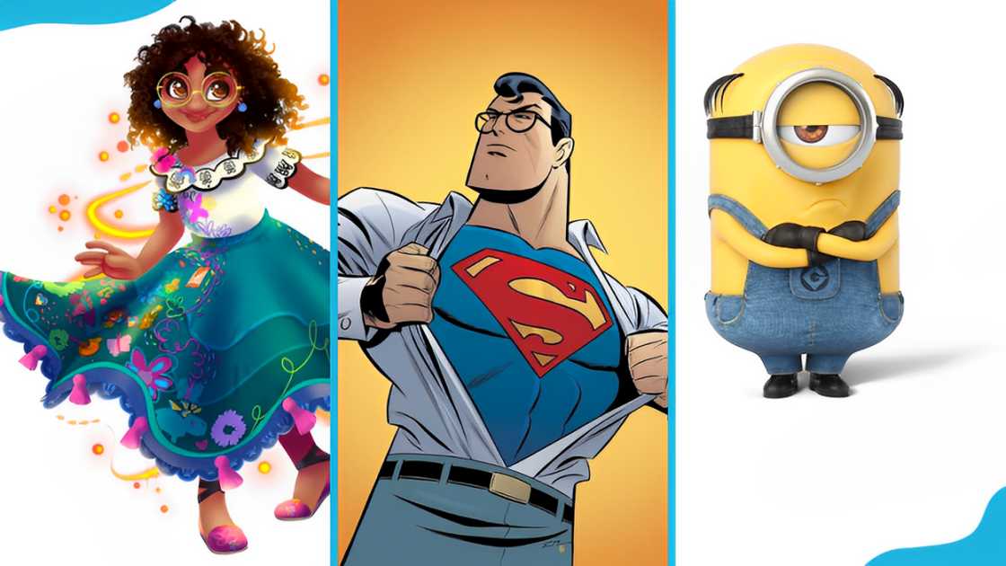 Mirabel Madrigal (L), Clark Kent (C) and Stuart Minion (R).