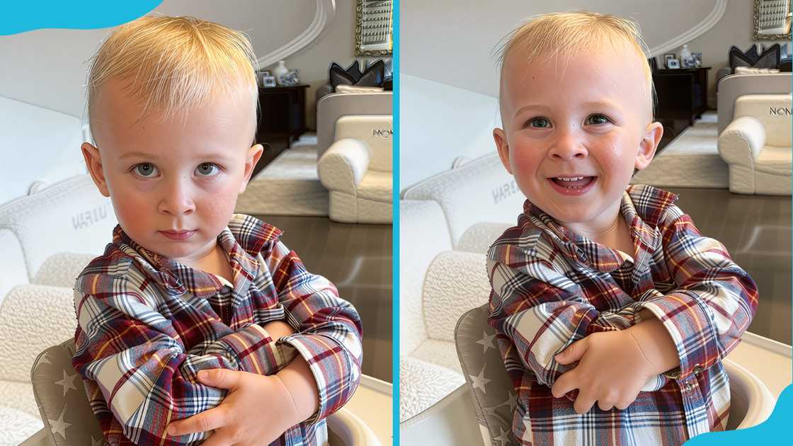 Eduardo Lucas Baldwin poses in a plaid shirt indoors.
