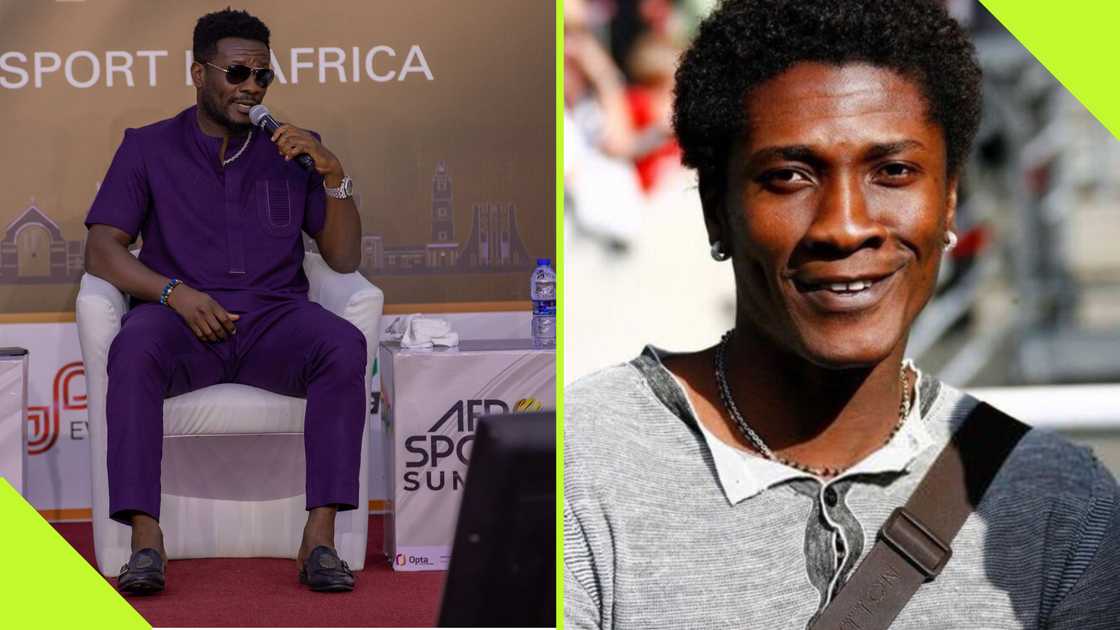 Asamoah Gyan speaking at Afro Summit. Asamoah Gyan speaking at Afro Summit.