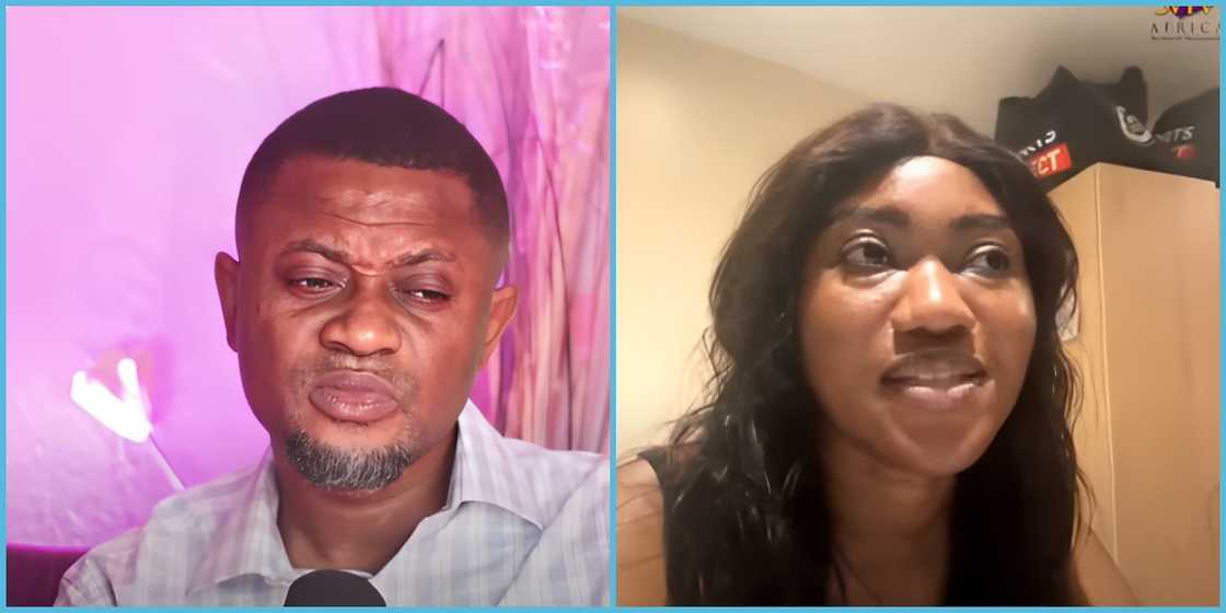 DJ Nyaami listens as UK-based Ghanaian Tracy Osei tells him she will return to Ghana when her son turns 18.