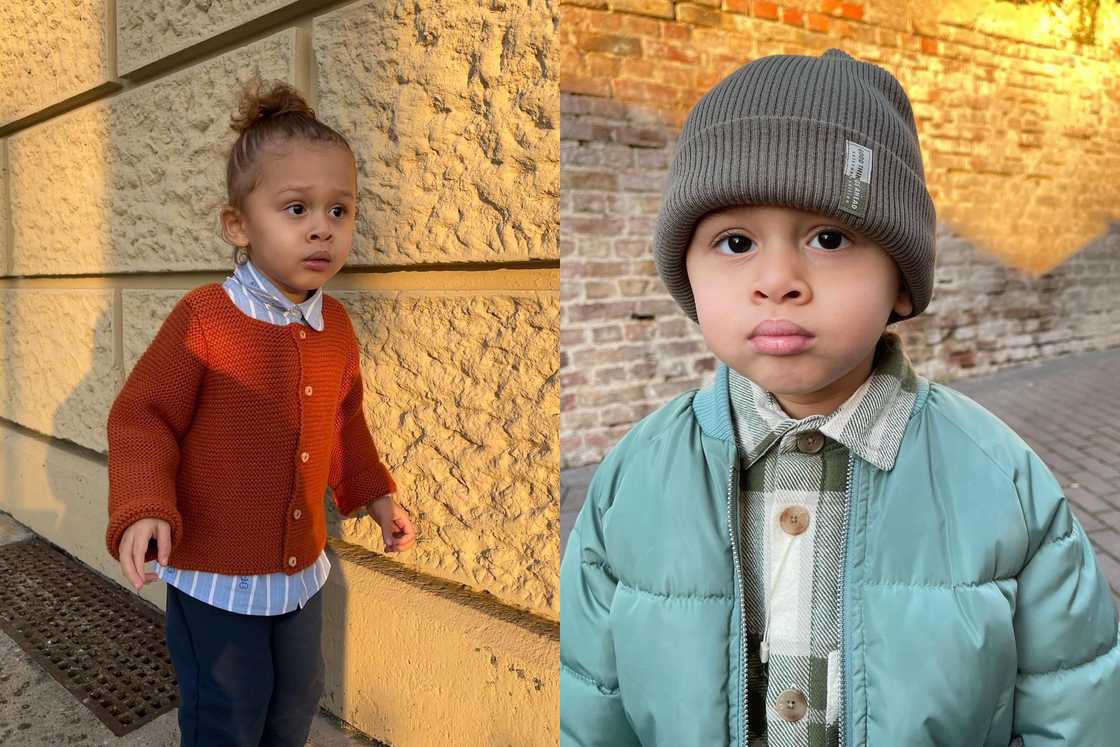 Aeko Catori standing next to a wall in two different places Aeko Catori standing next to a wall in two different places